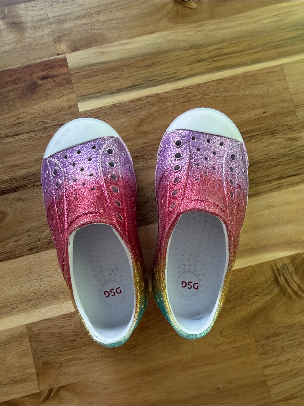 DSG Kids Rainbow Glitter Slip-On Sneakers - Pink, Purple & Gold